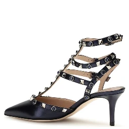 Blue Calf Leather Bos Taurus Mid Heel Pumps
