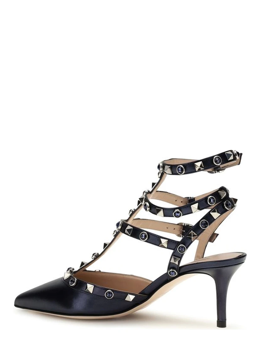 Blue Calf Leather Bos Taurus Mid Heel Pumps