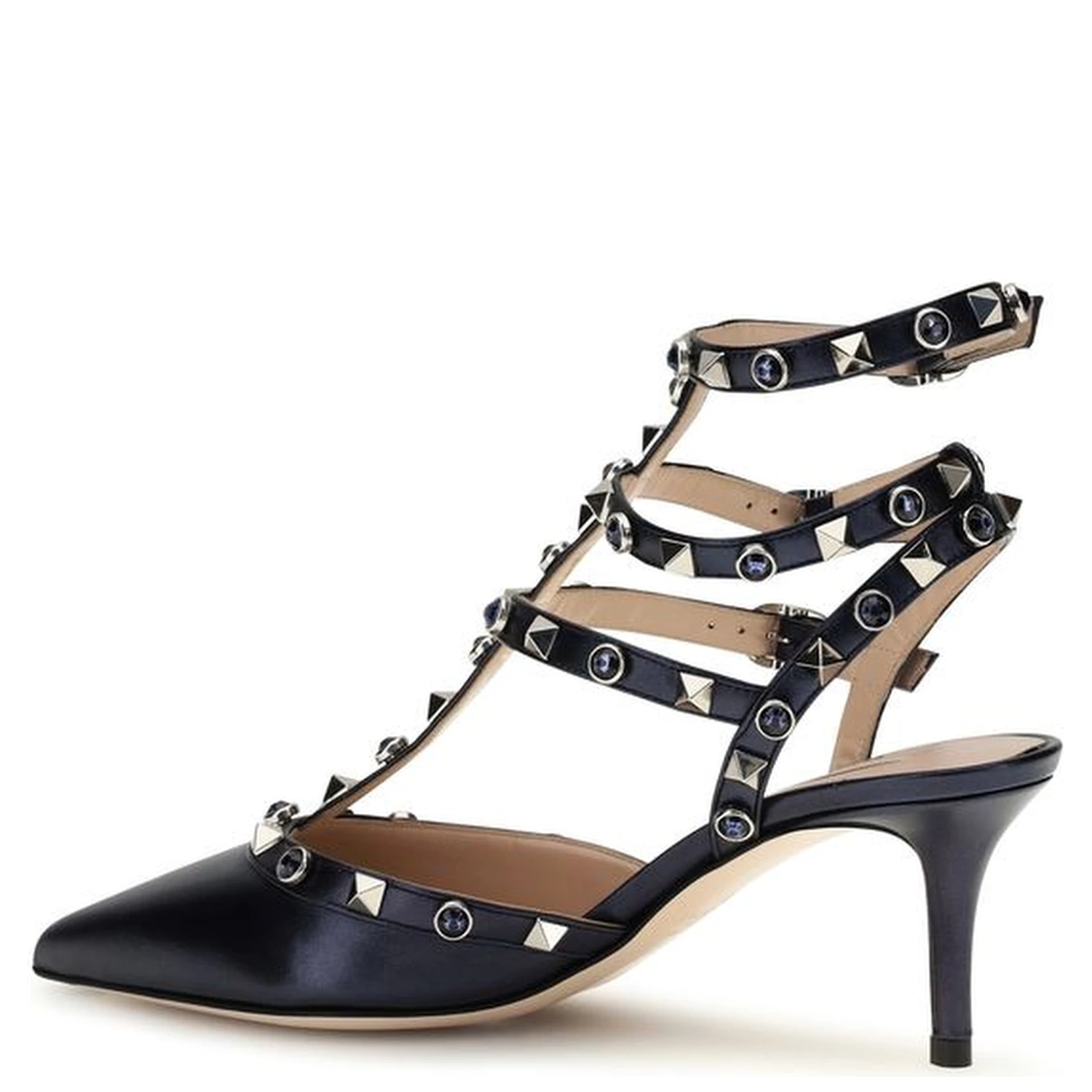 Blue Calf Leather Bos Taurus Mid Heel Pumps