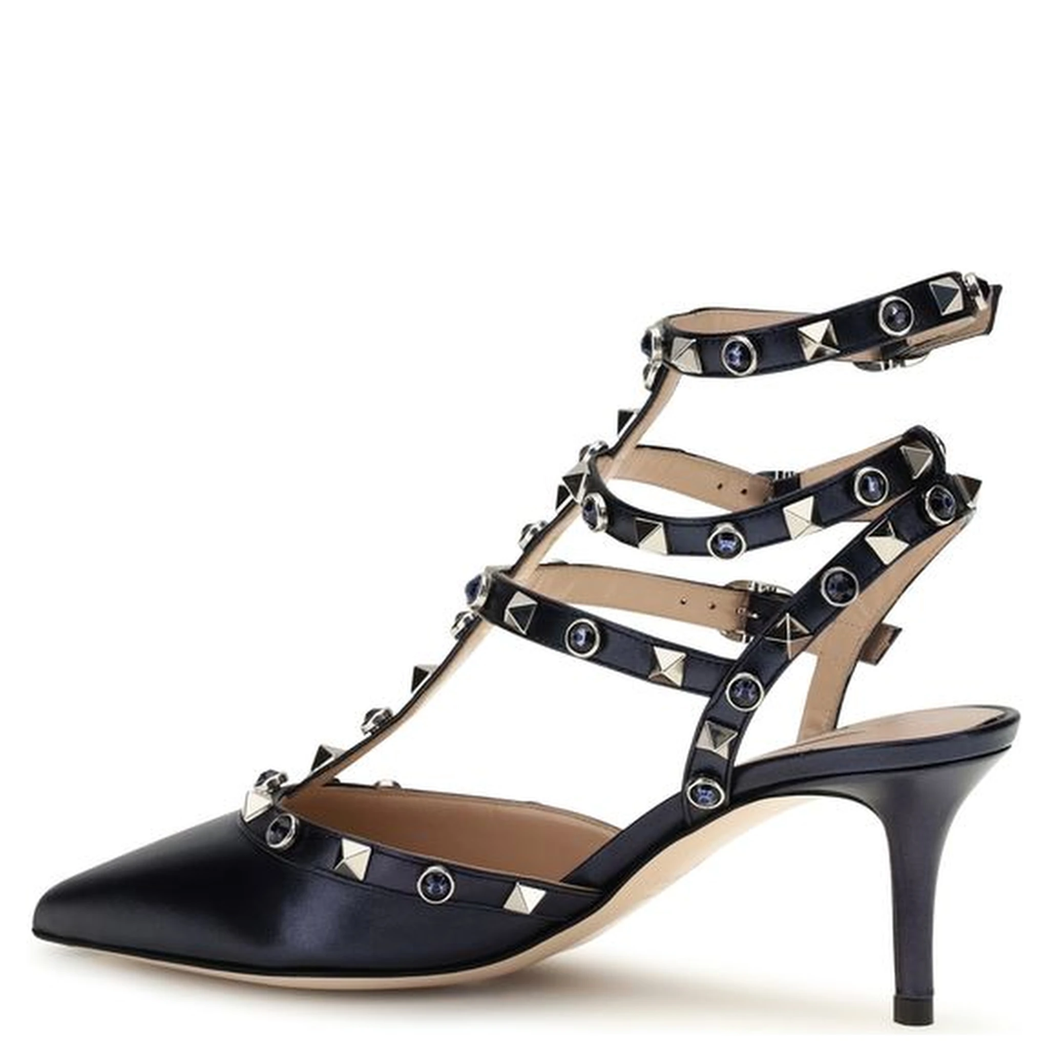 Blue Calf Leather Bos Taurus Mid Heel Pumps