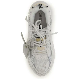 White Polyurethane Athletic Sneakers