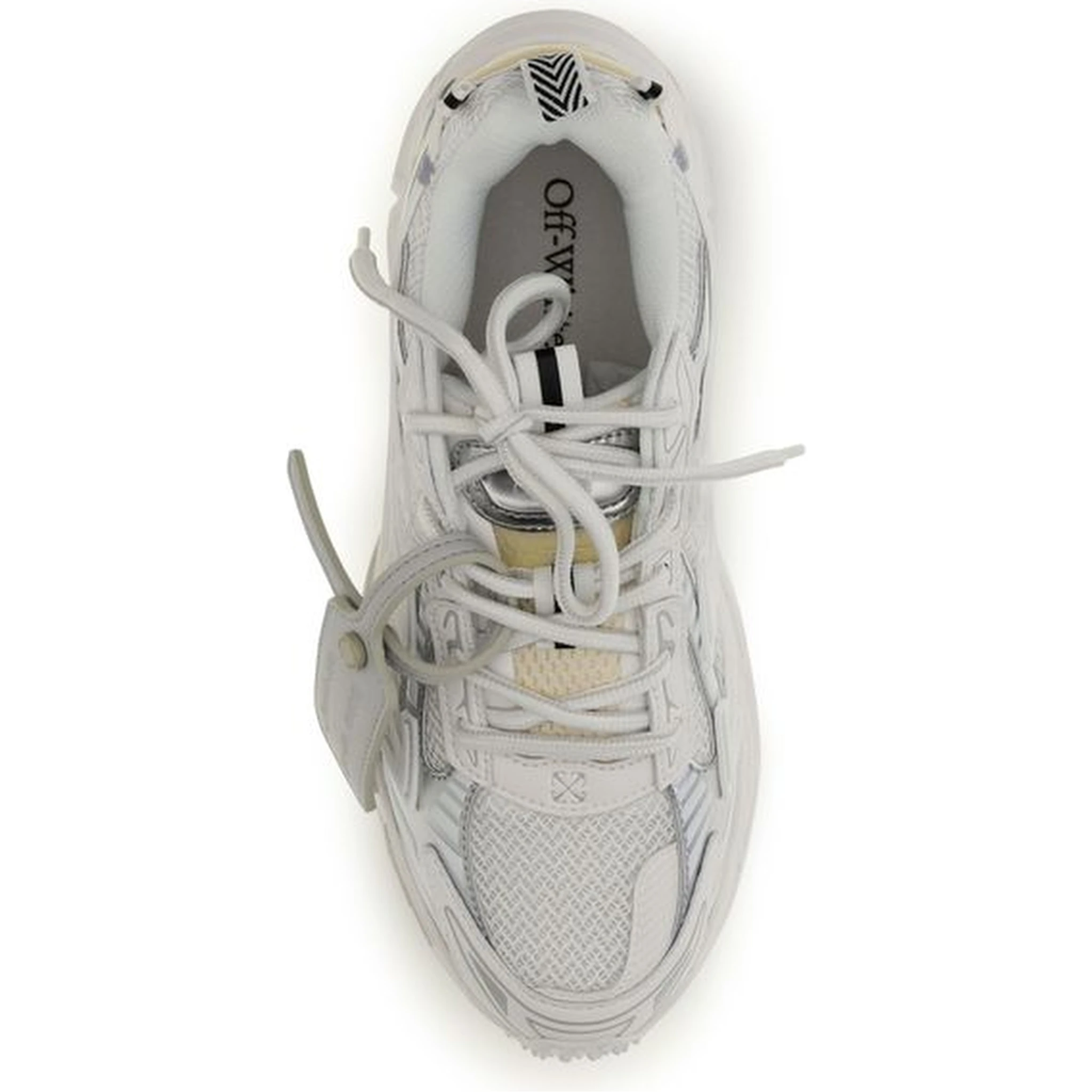 White Polyurethane Athletic Sneakers