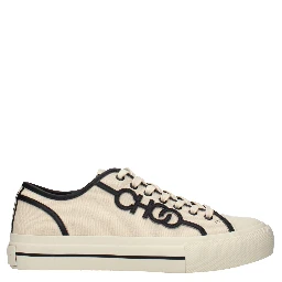 Beige Fabric Low Top Sneakers