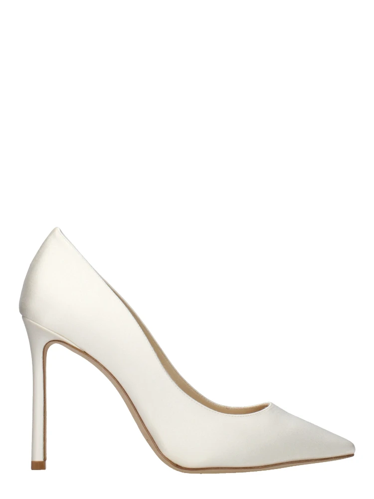 Beige Satin Platform Pumps