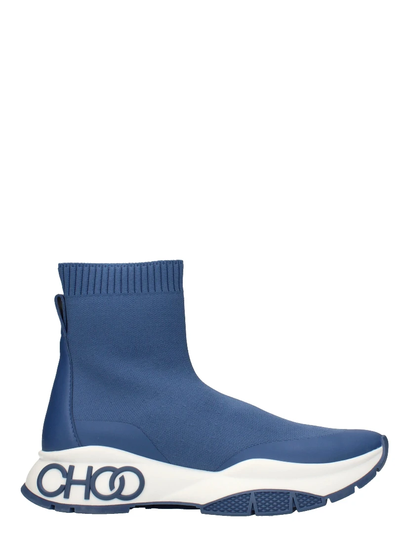 Blue Fabric Ankle Boots