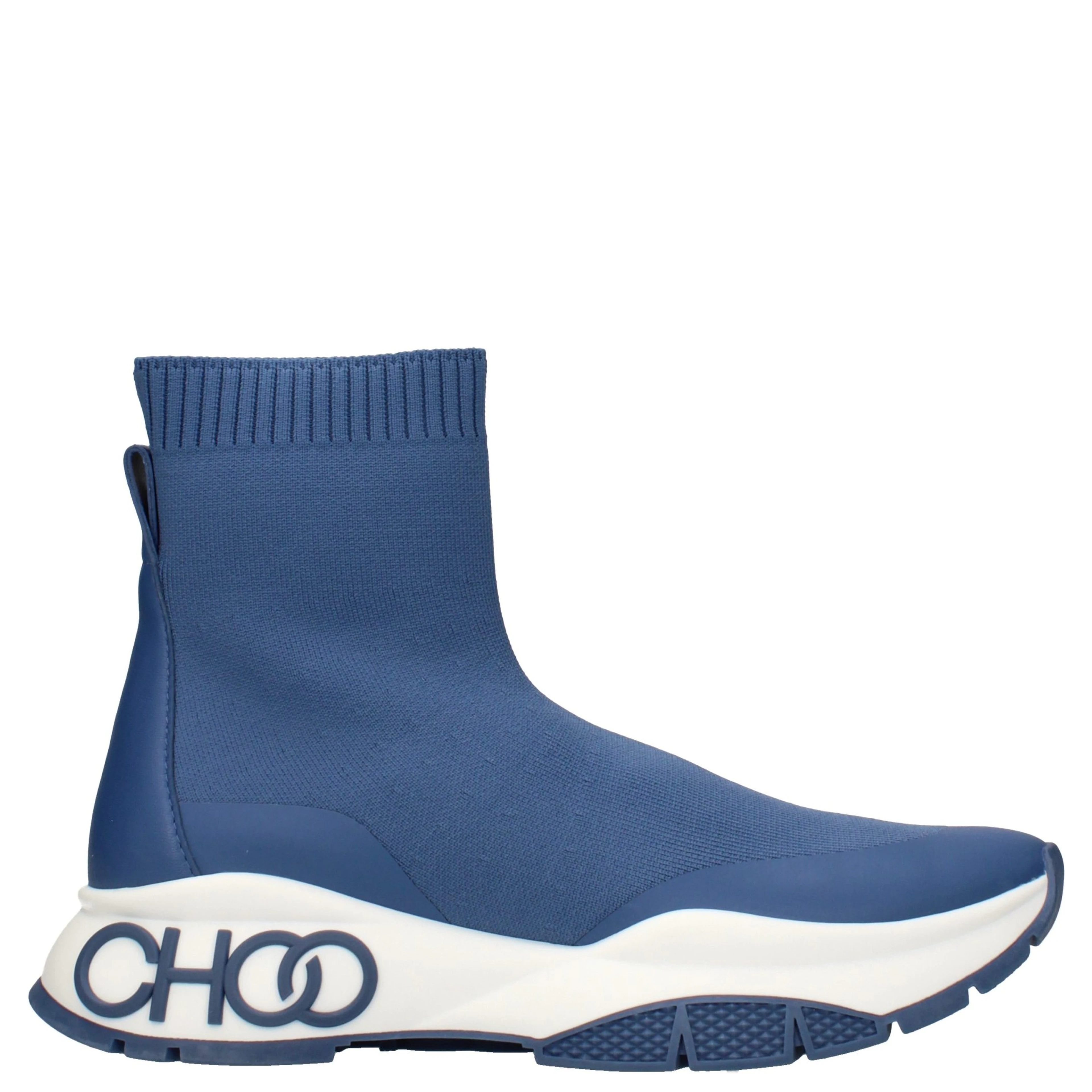 Blue Fabric Ankle Boots