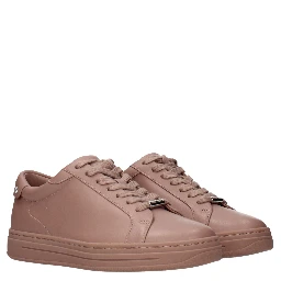 Pink Leather Low Top Sneakers