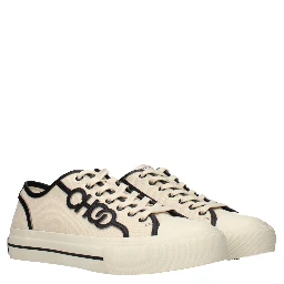 Beige Fabric Low Top Sneakers