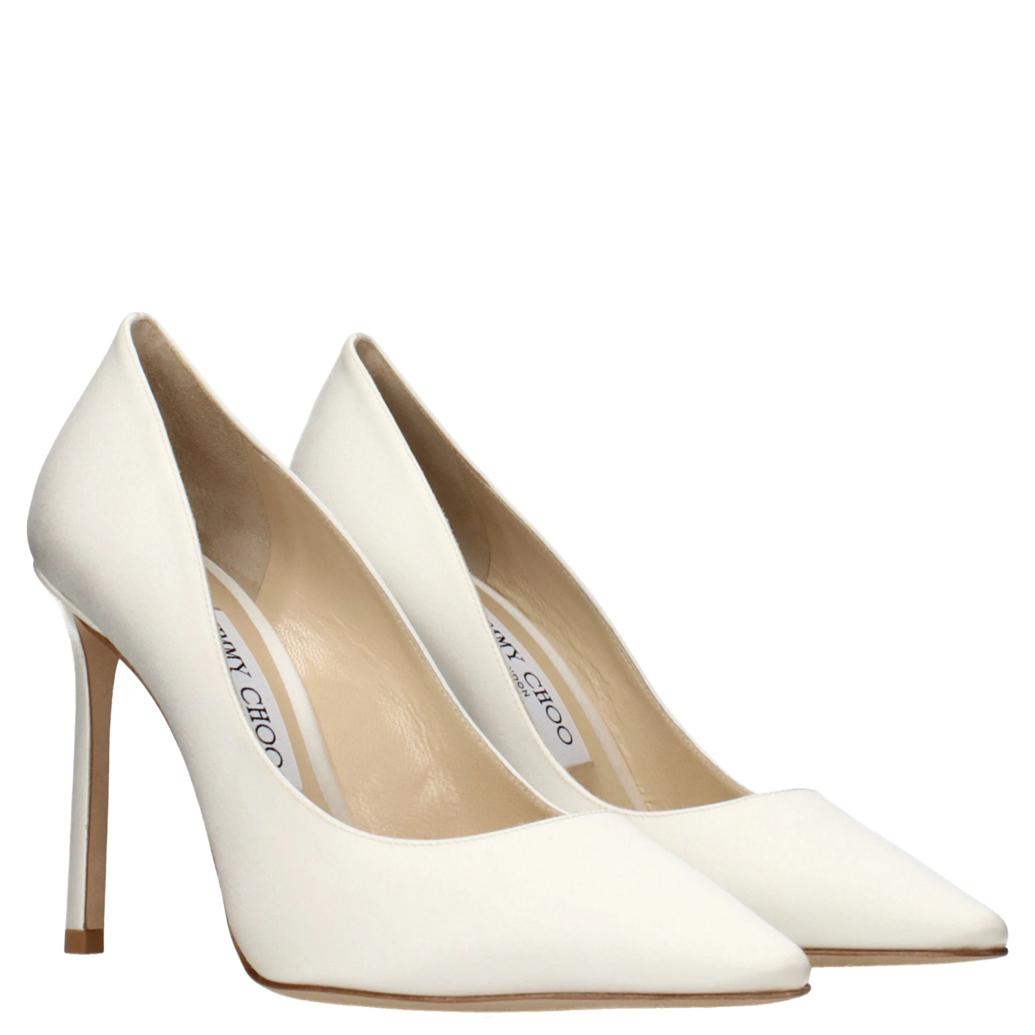 Beige Satin Platform Pumps