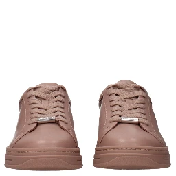 Pink Leather Low Top Sneakers