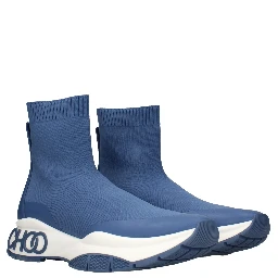 Blue Fabric Ankle Boots
