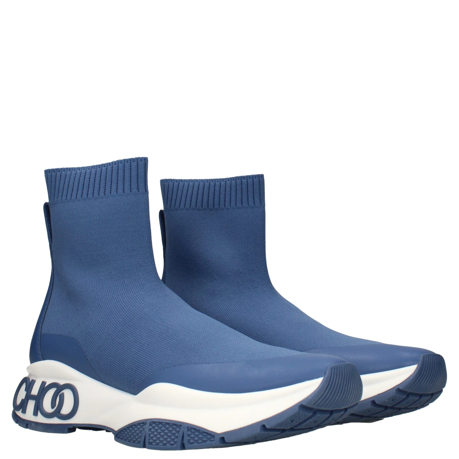 Blue Fabric Ankle Boots