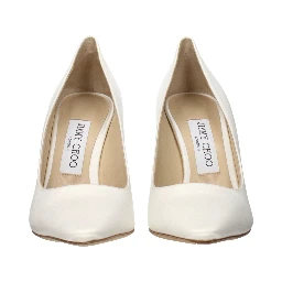 Beige Satin Platform Pumps