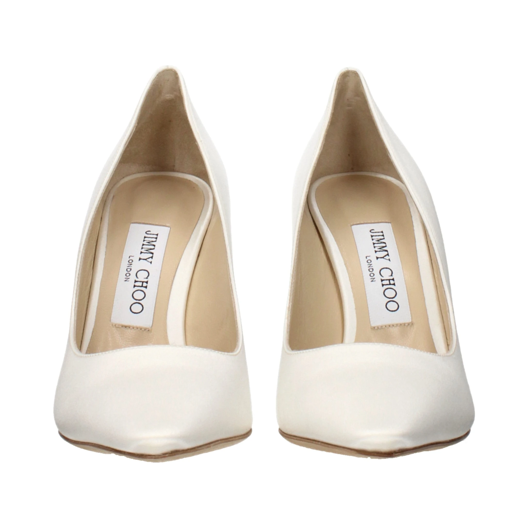 Beige Satin Platform Pumps