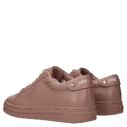 Pink Leather Low Top Sneakers