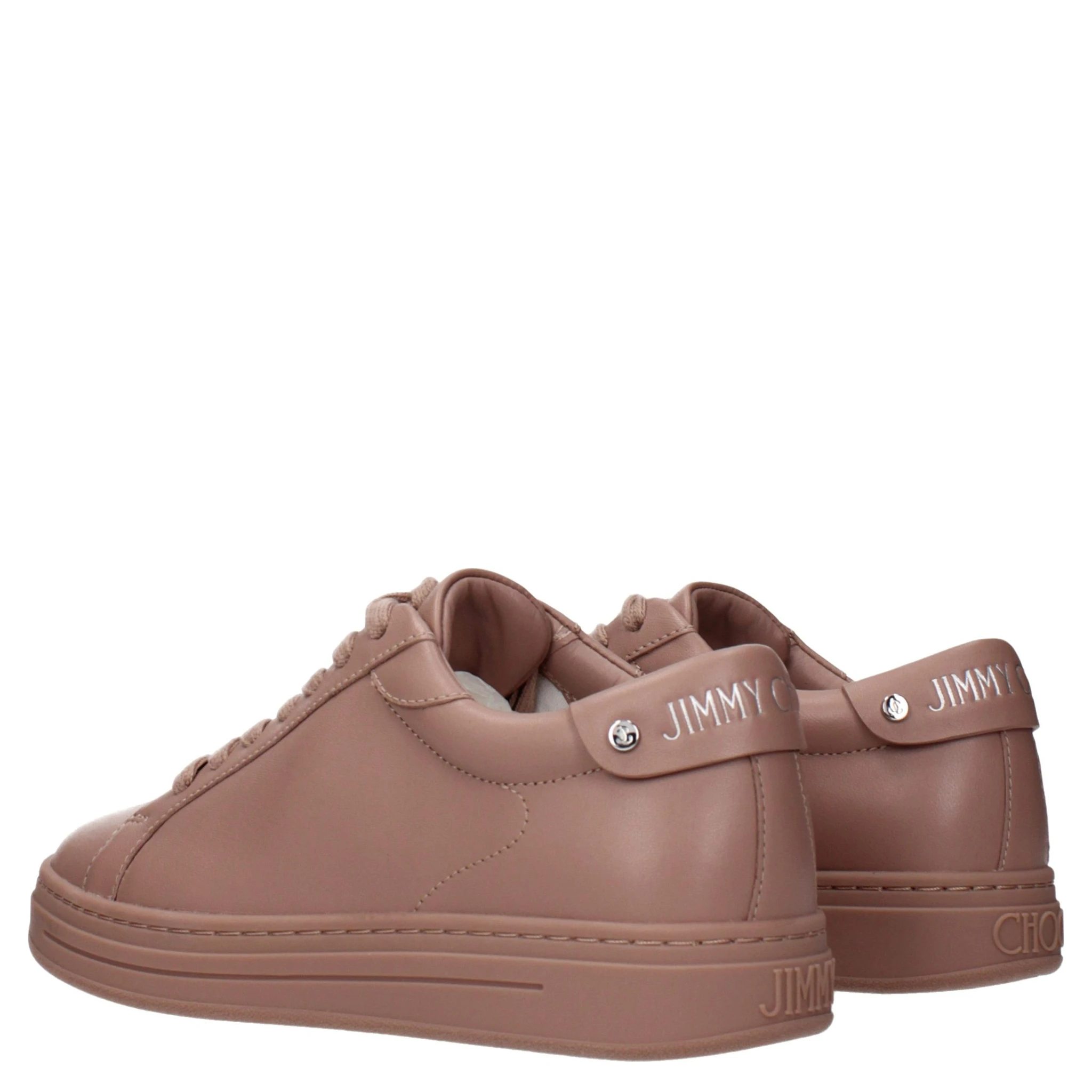 Pink Leather Low Top Sneakers