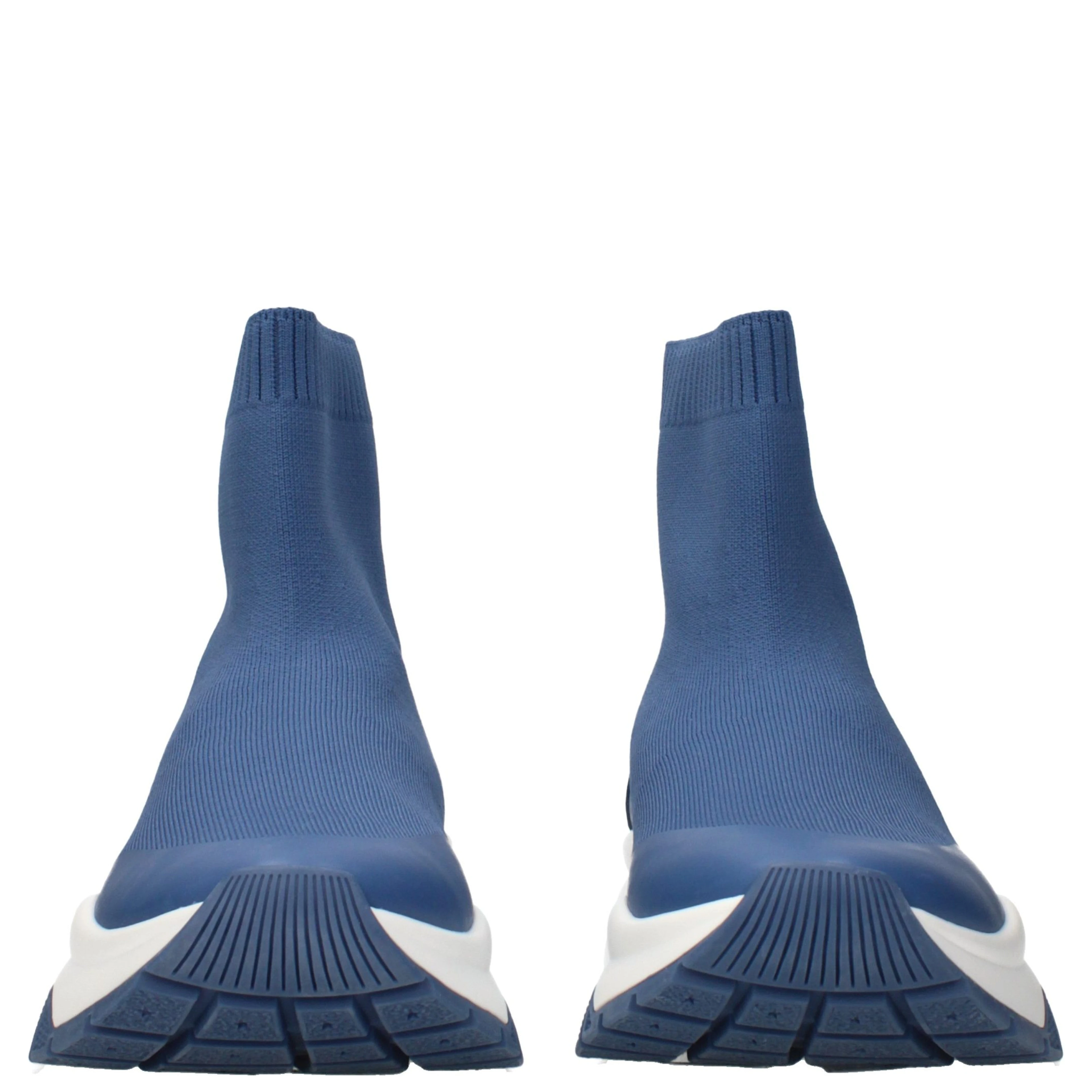 Blue Fabric Ankle Boots