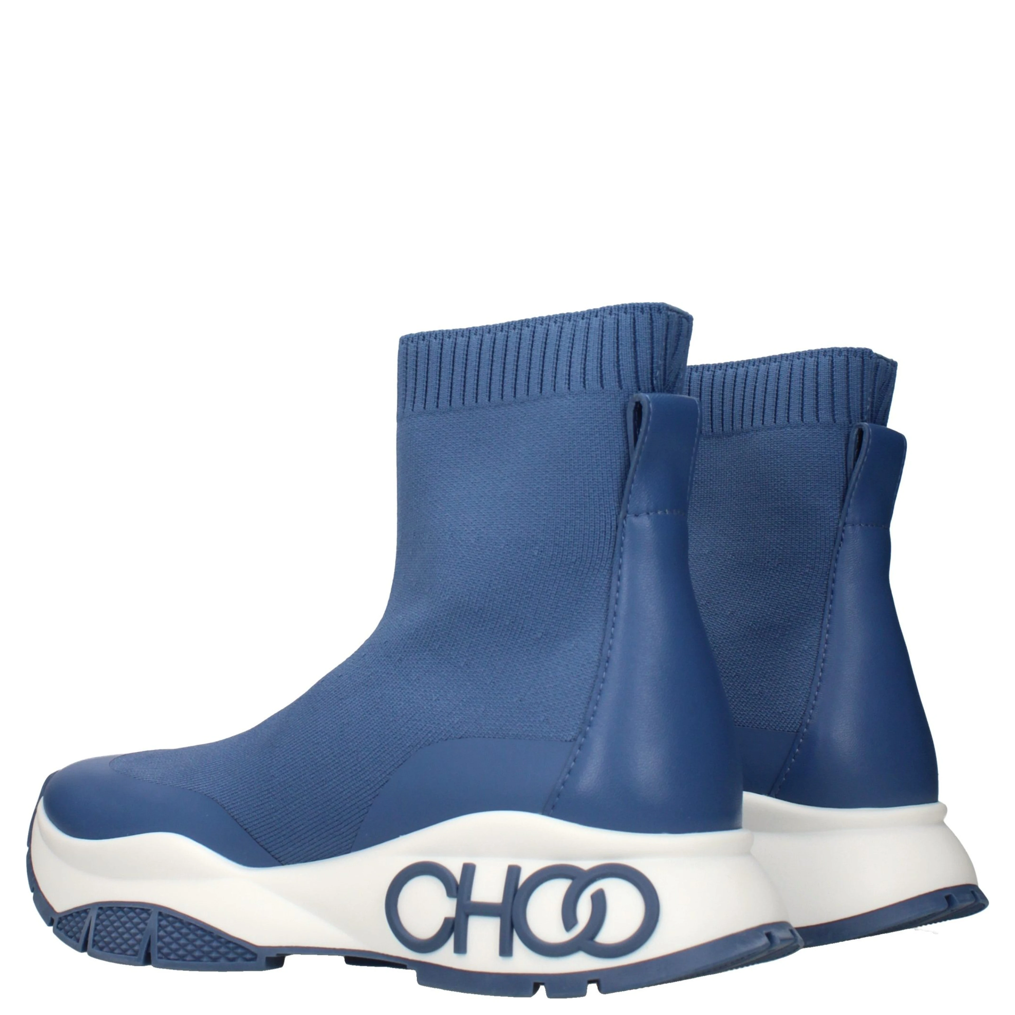 Blue Fabric Ankle Boots