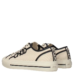 Beige Fabric Low Top Sneakers