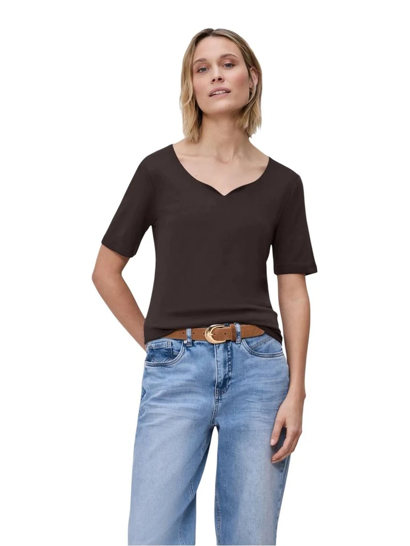 Brown Cotton Long Sleeve T-Shirt