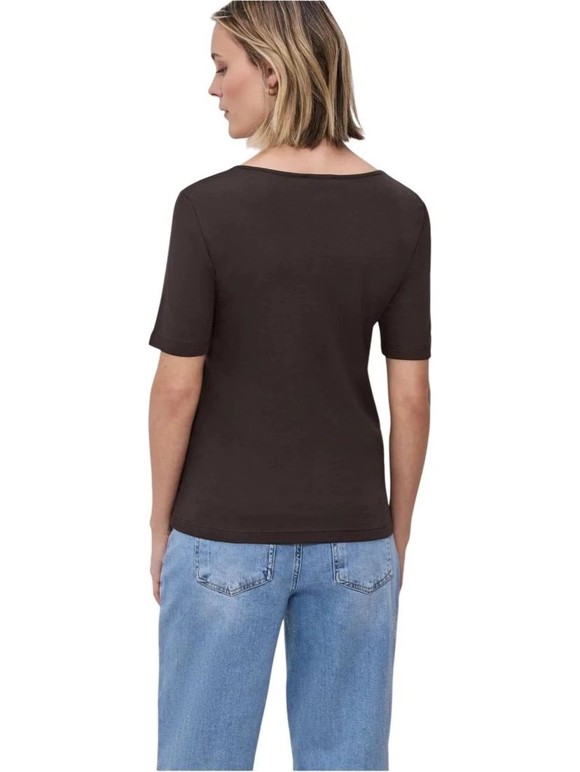 Brown Cotton Long Sleeve T-Shirt