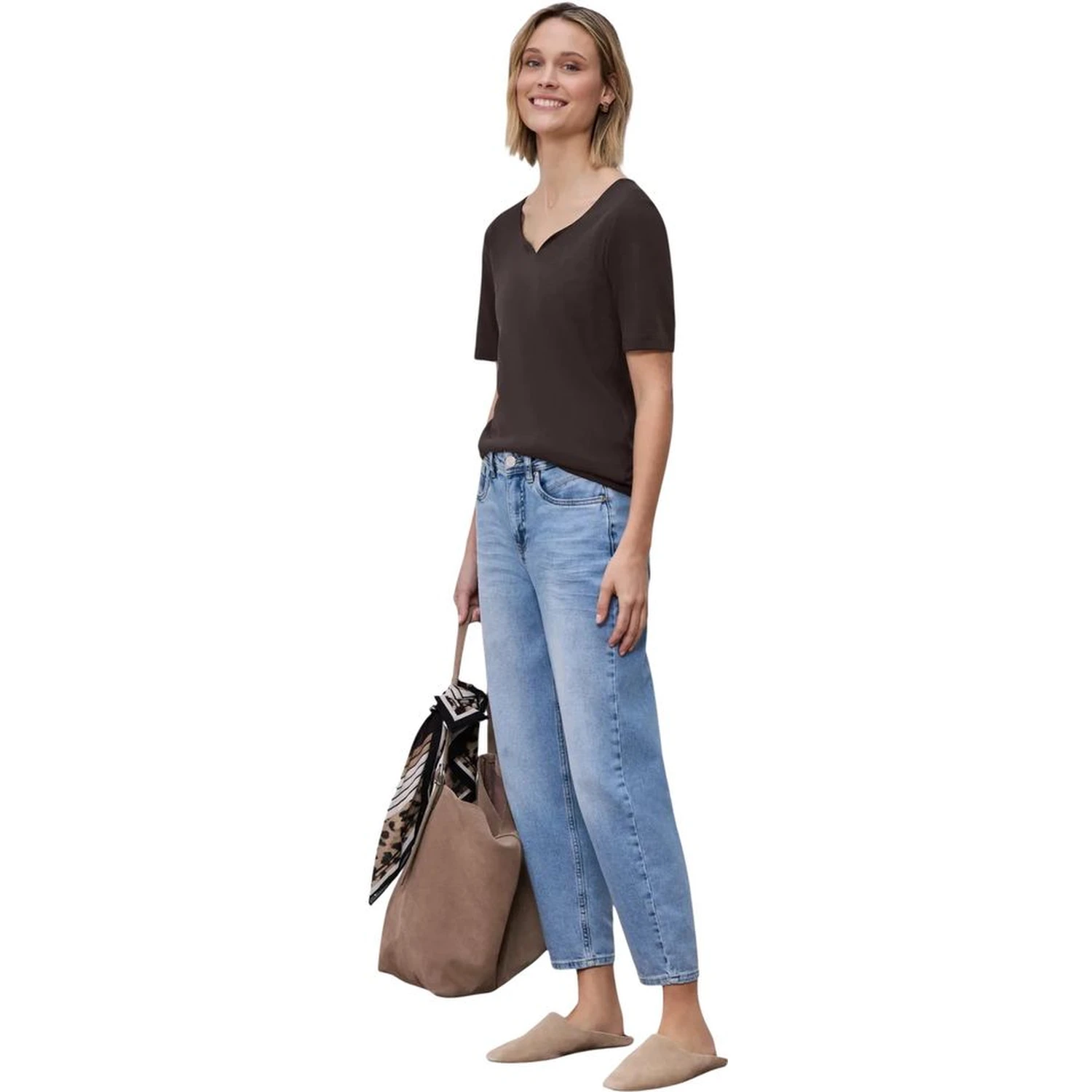Brown Cotton Long Sleeve T-Shirt