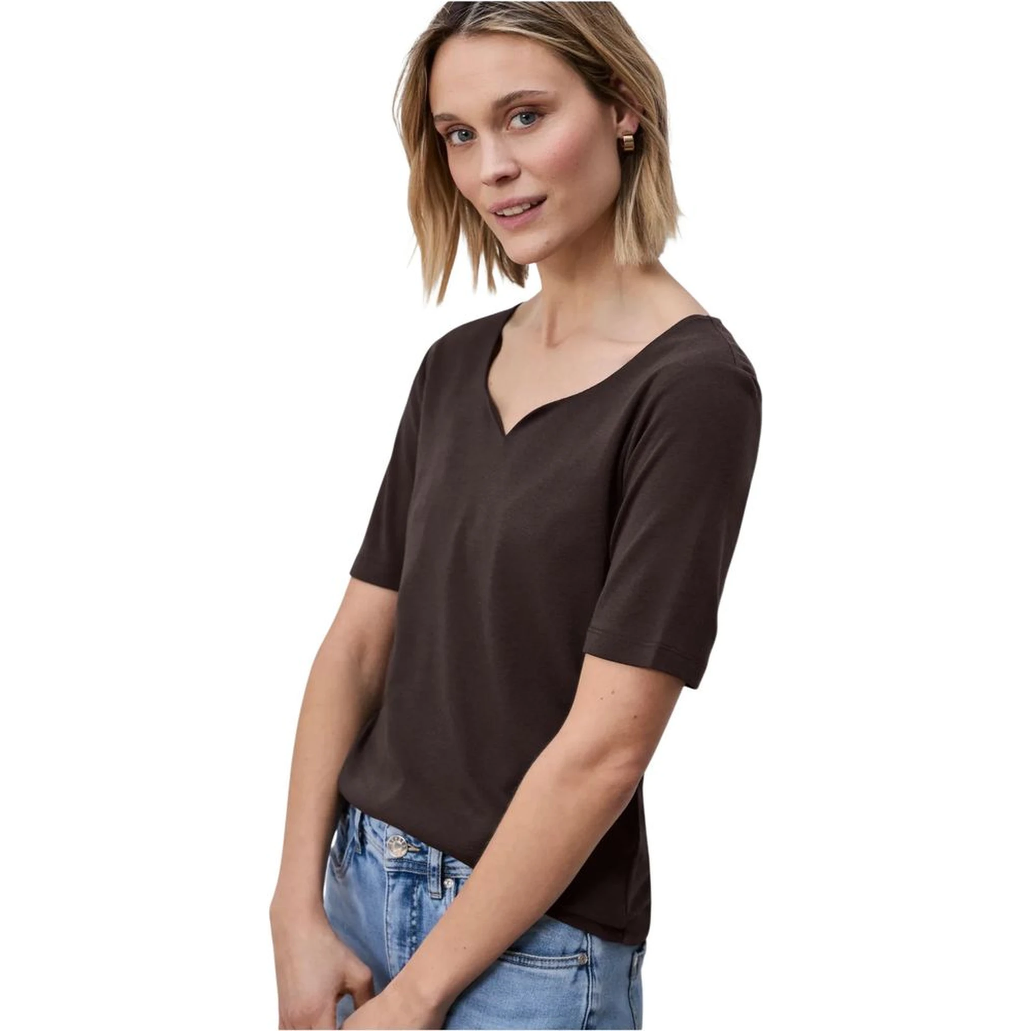 Brown Cotton Long Sleeve T-Shirt
