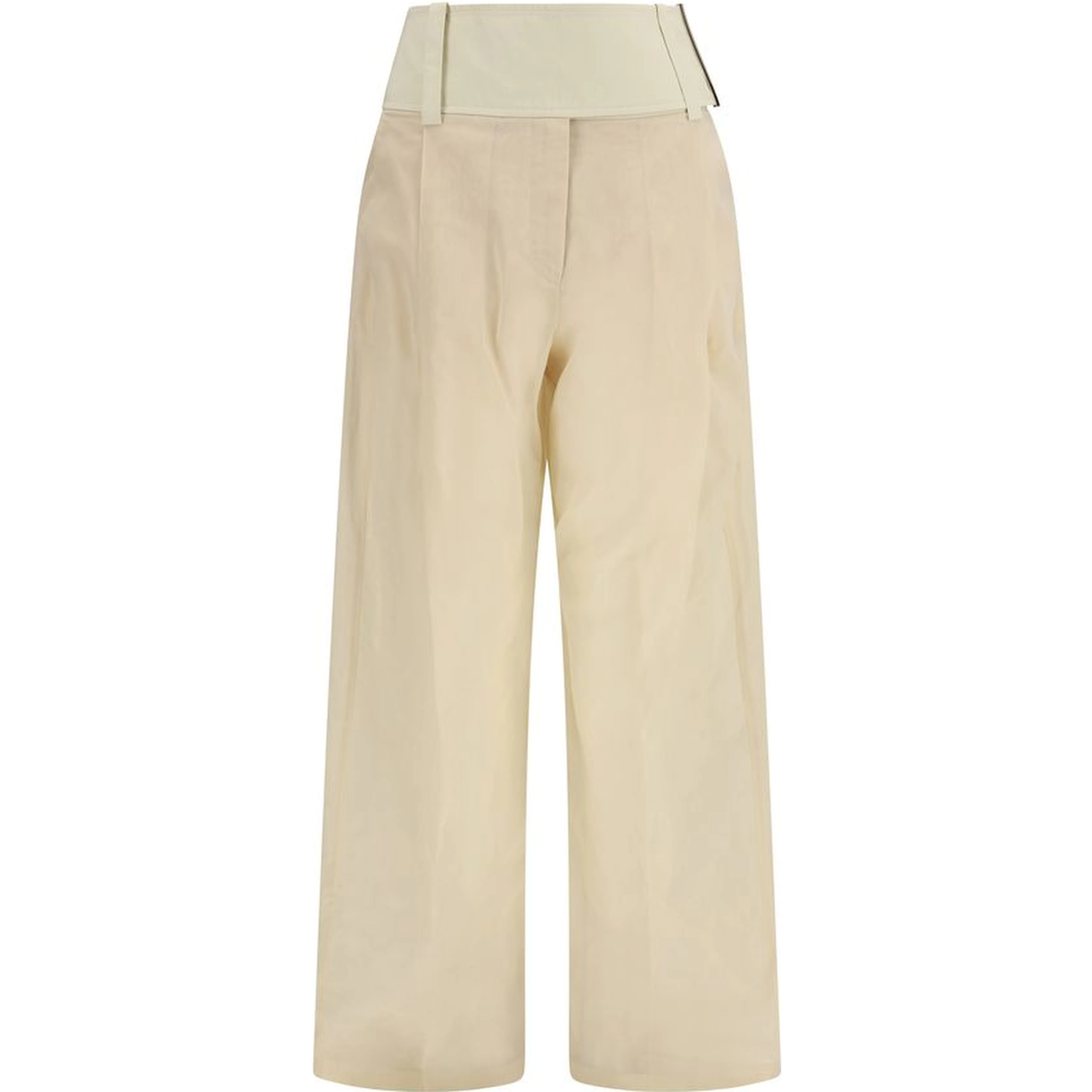 Beige Cotton Casual Pants
