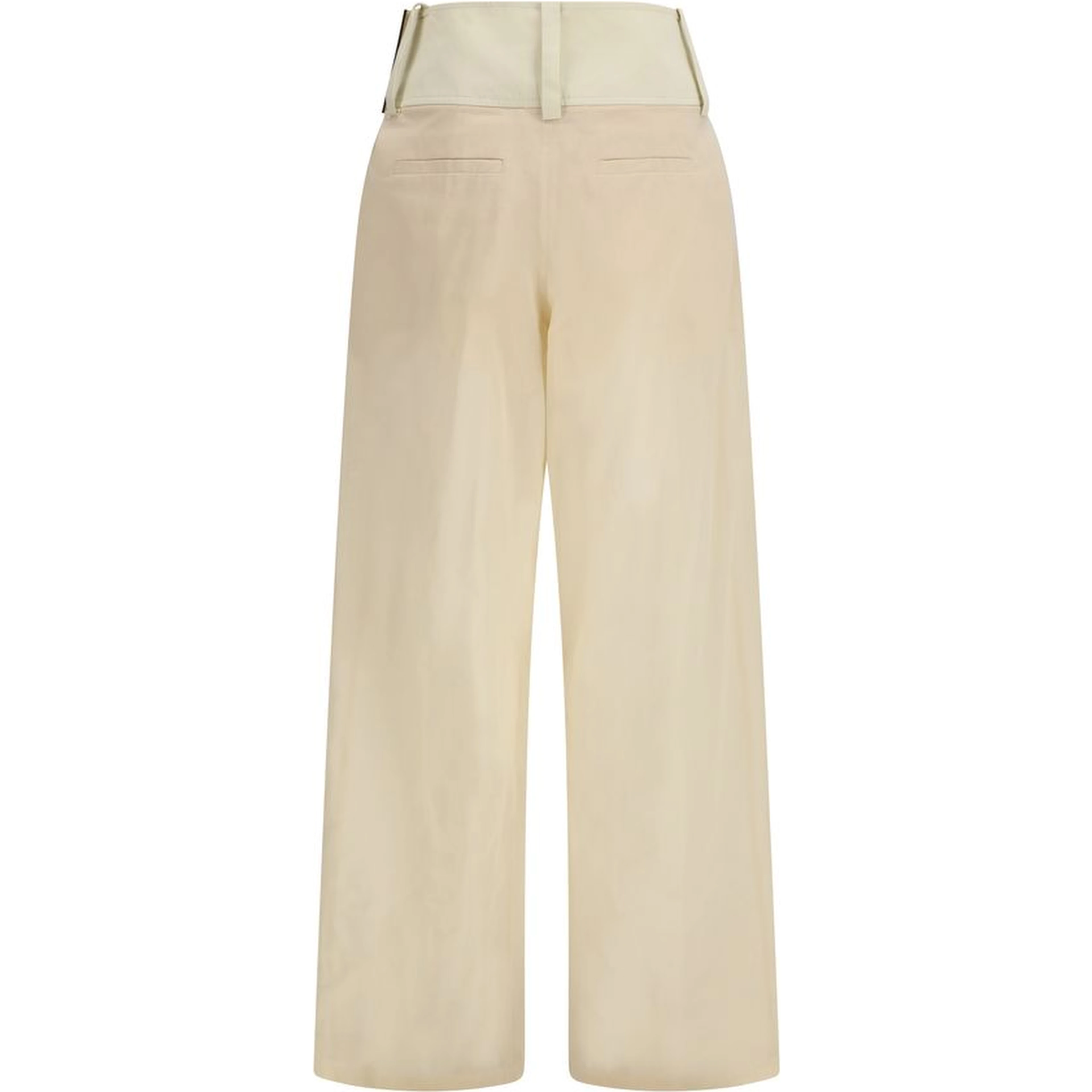 Beige Cotton Casual Pants