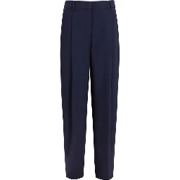 Blue Silk Casual Pants