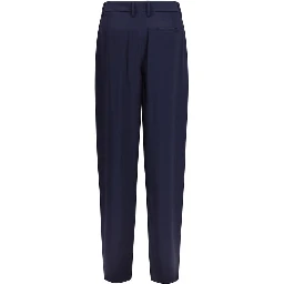 Blue Silk Casual Pants