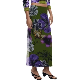 Bicolor Polyester Long Skirt
