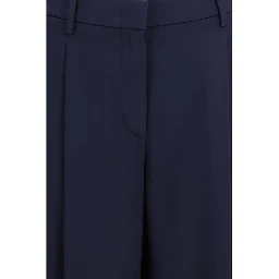 Blue Silk Casual Pants
