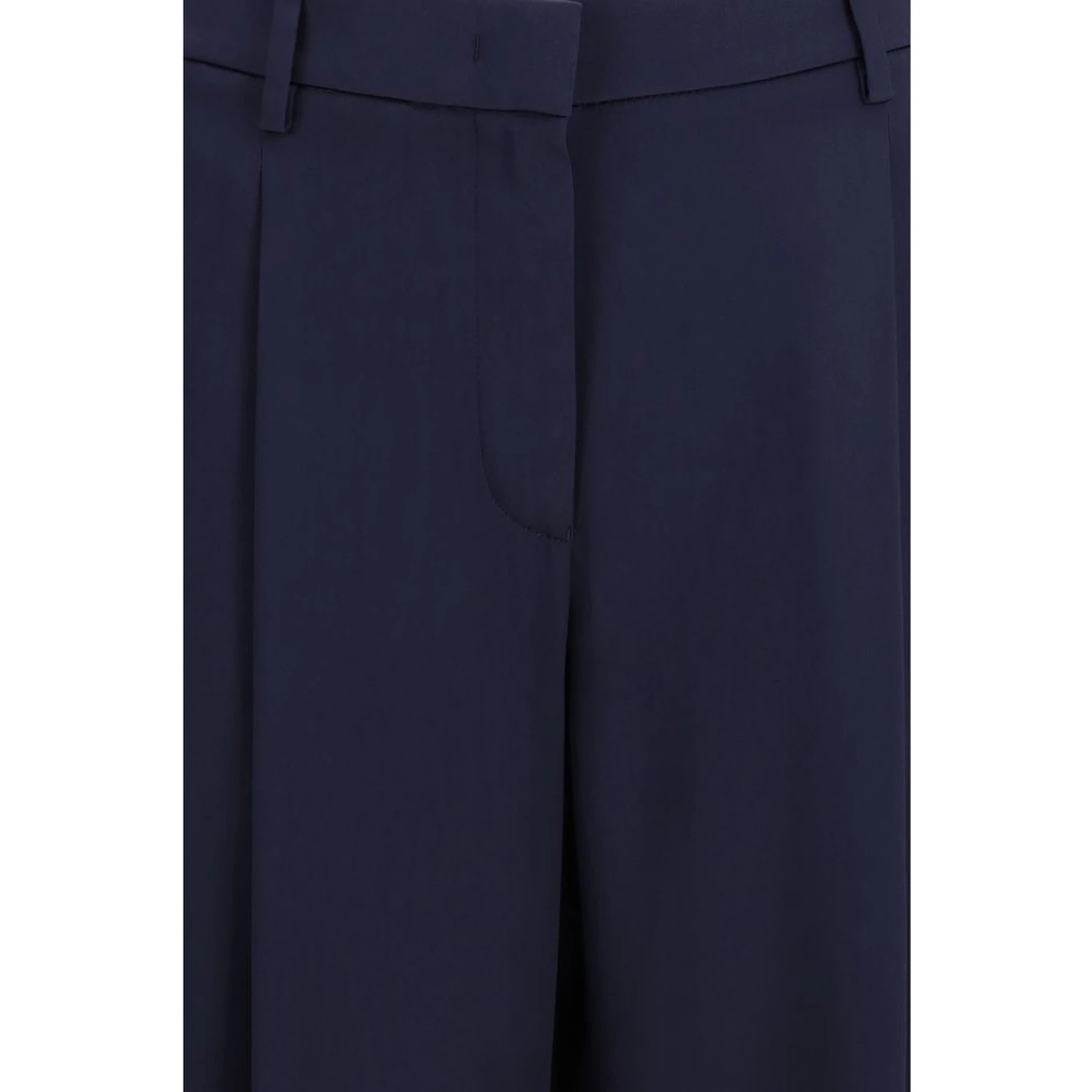 Blue Silk Casual Pants