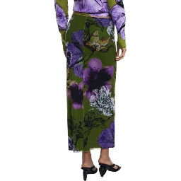 Bicolor Polyester Long Skirt