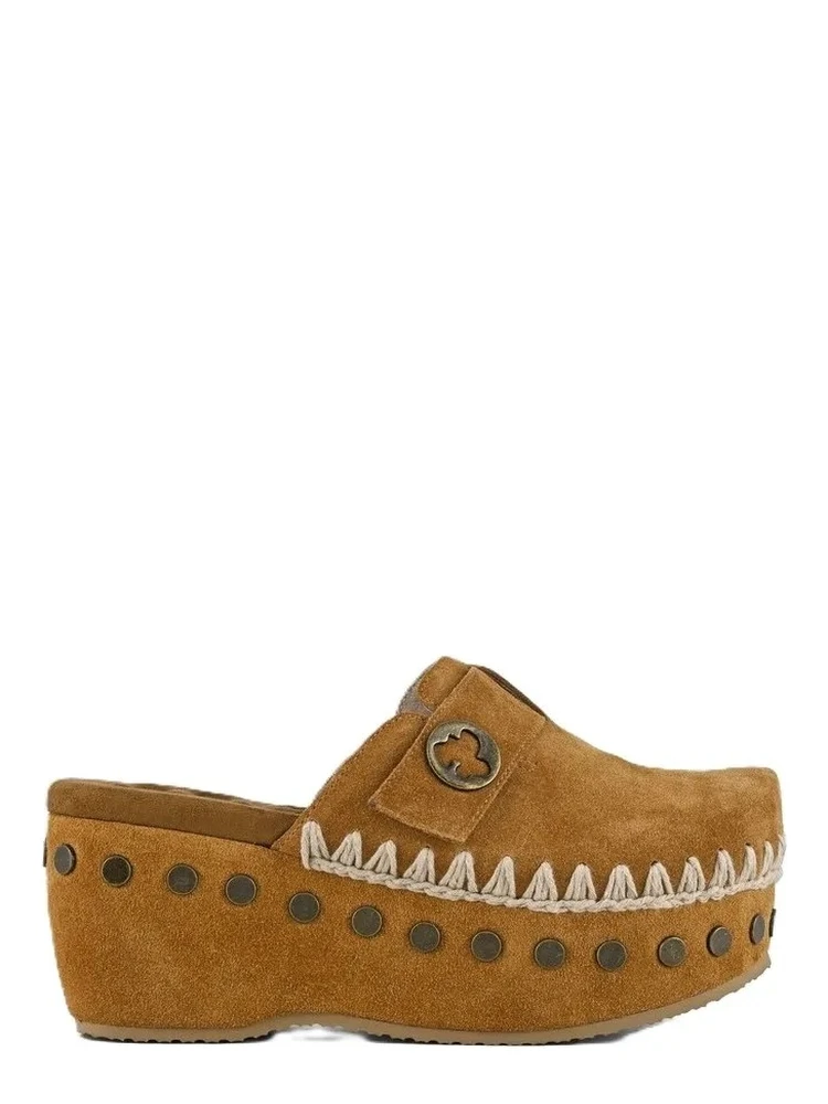 Suede leather clog 67mm