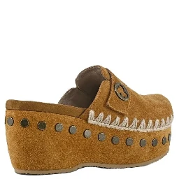 Suede leather clog 67mm