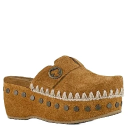 Suede leather clog 67mm