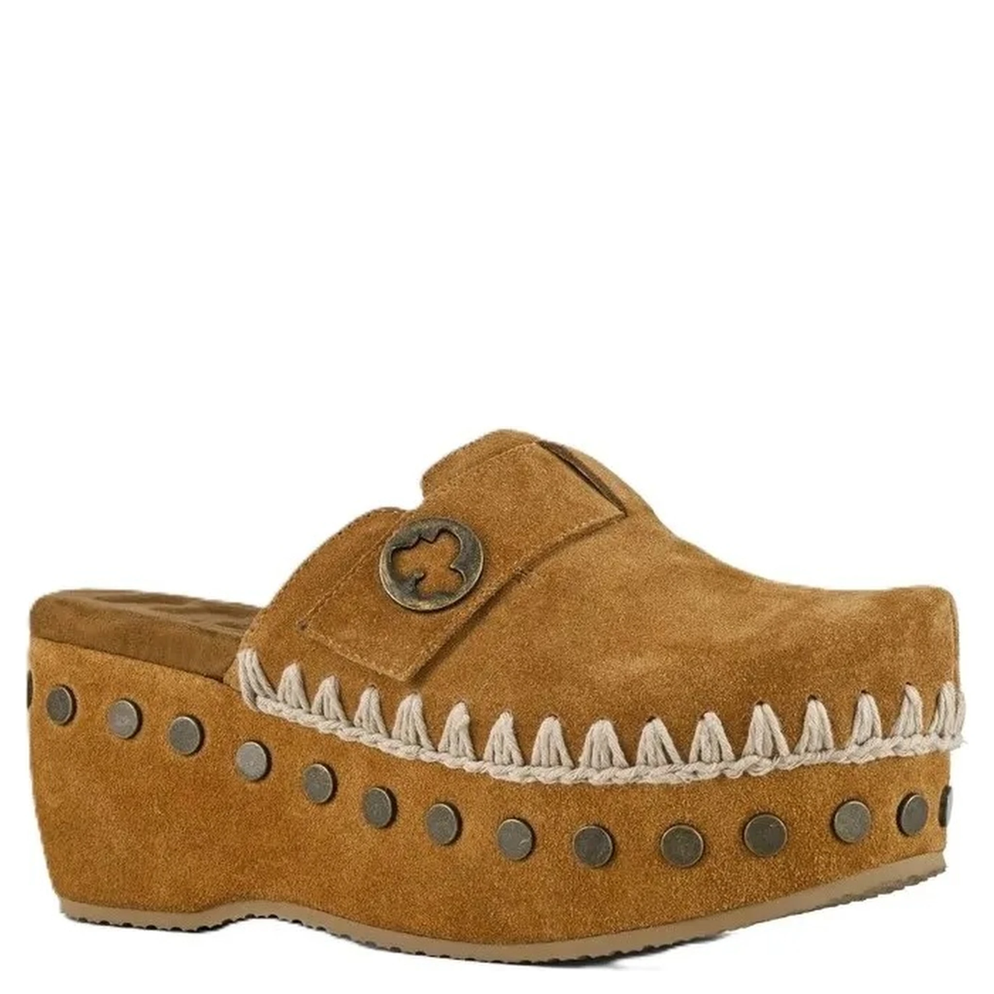 Suede leather clog 67mm