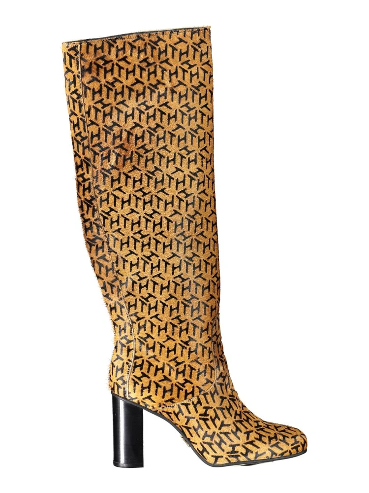 Beige Leather Women Boot