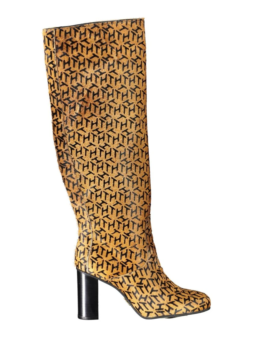 Beige Leather Women Boot