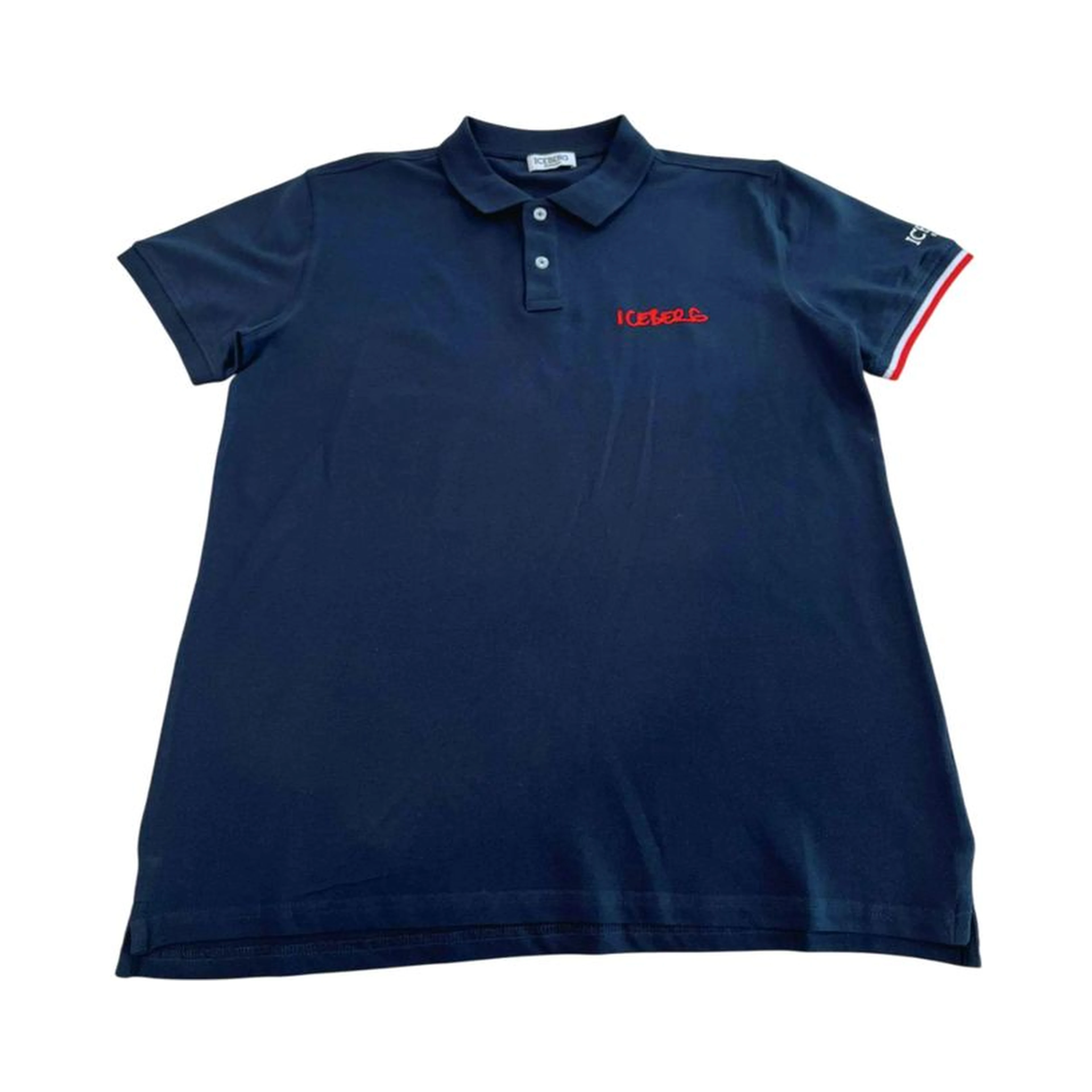 Blue Cotton Men Polo Shirt