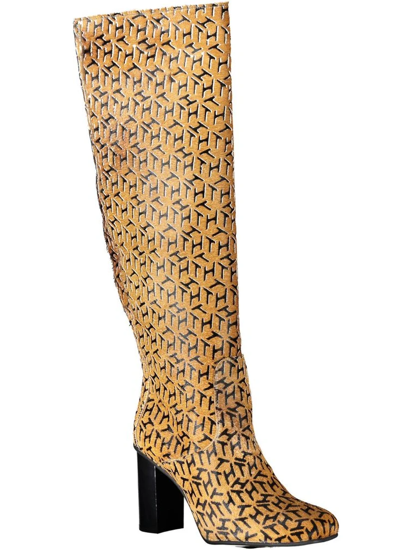 Beige Leather Women Boot