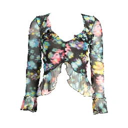 Black and Multicolor Polyester Shirt