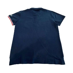 Blue Cotton Men Polo Shirt