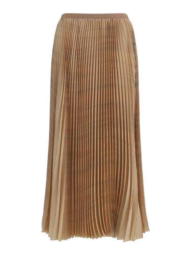 Beige Polyester Midi Skirt