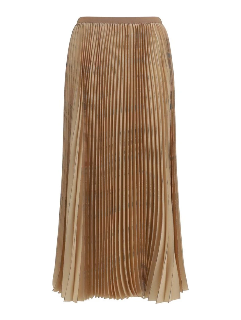 Beige Polyester Midi Skirt