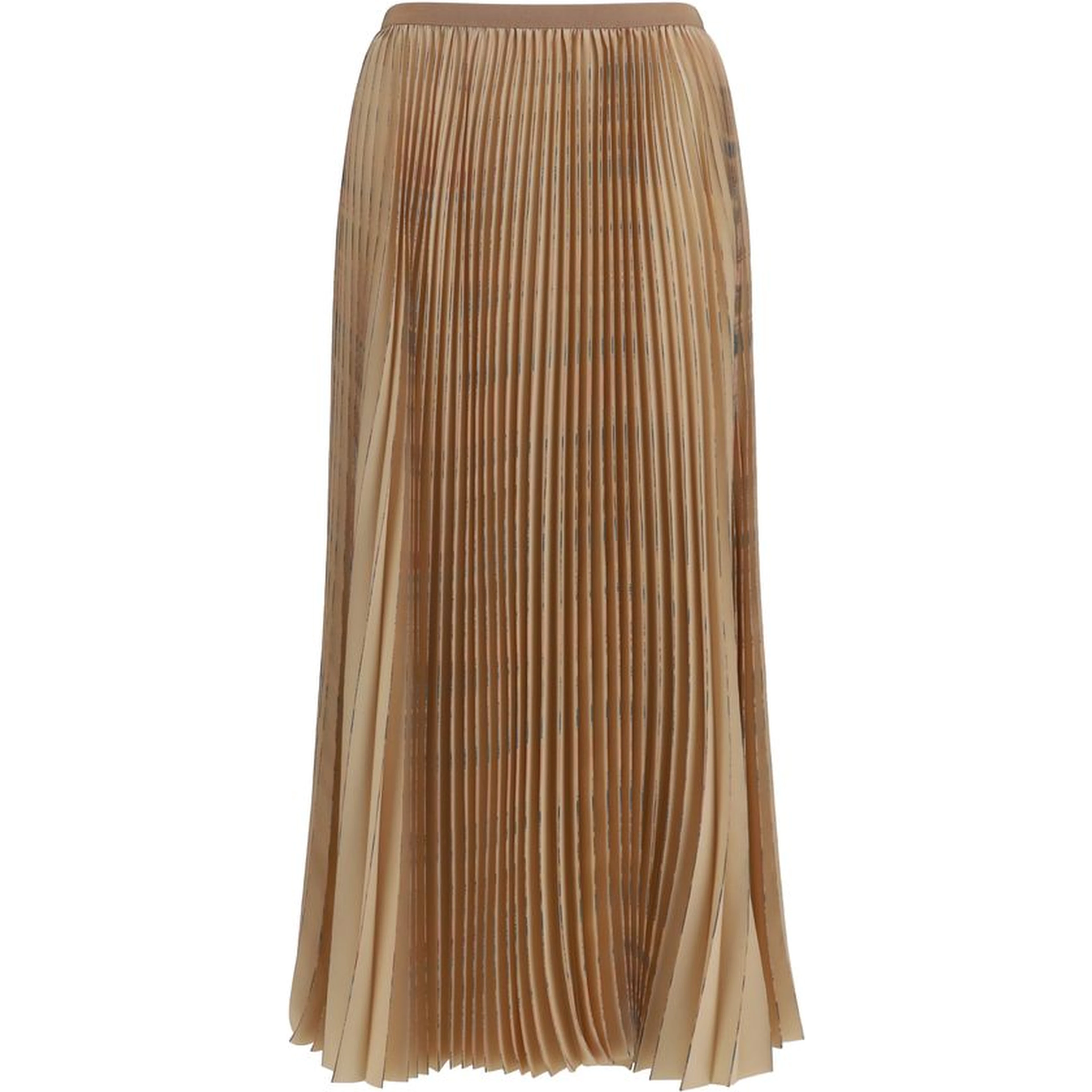 Beige Polyester Midi Skirt