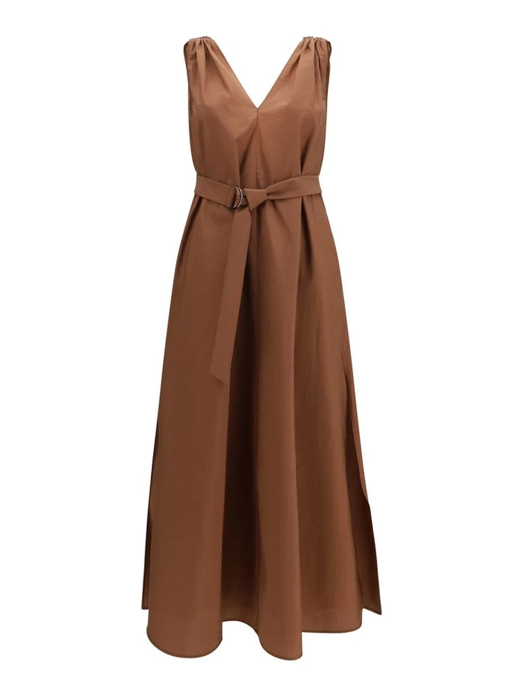Brown Polyamide Casual Dress