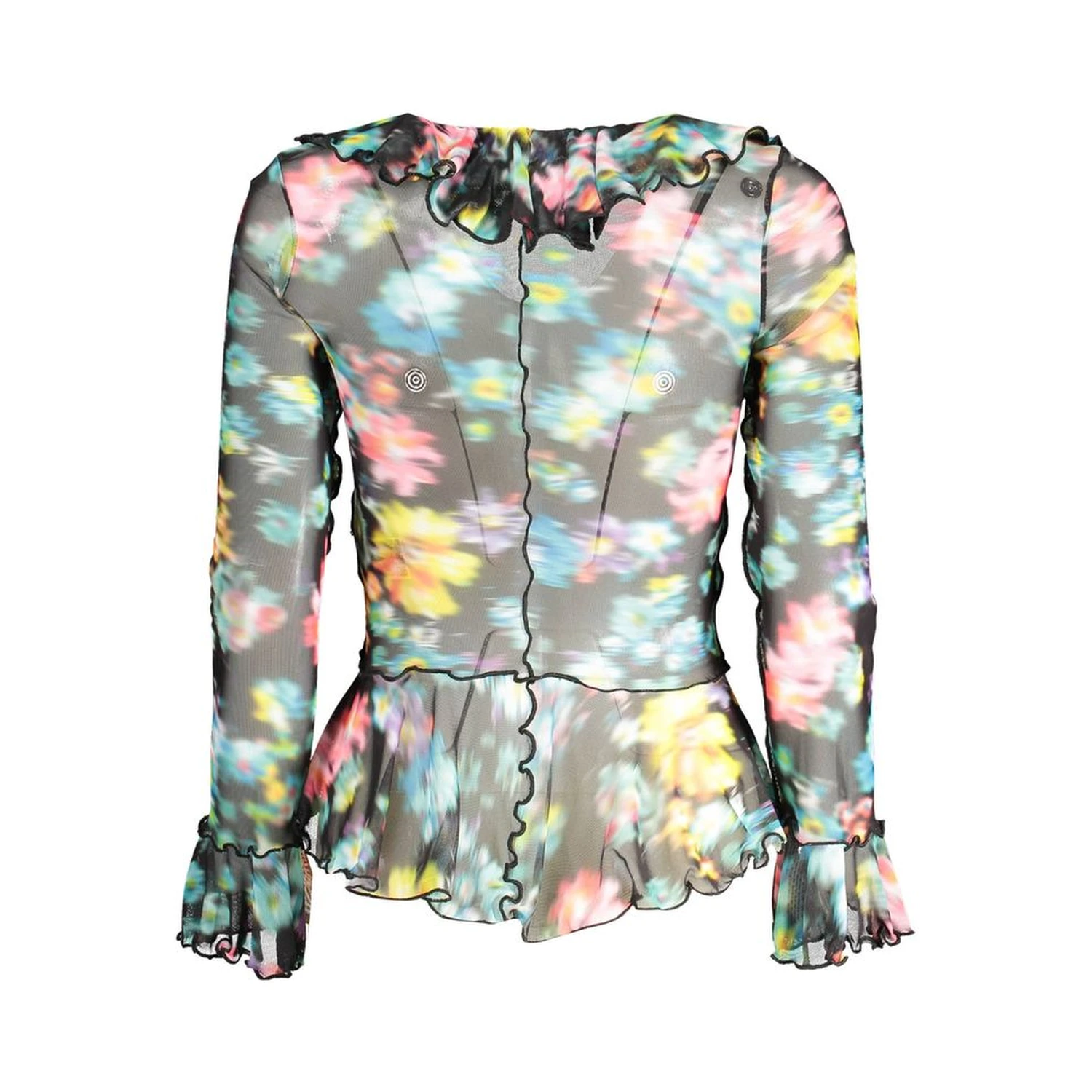 Black and Multicolor Polyester Shirt